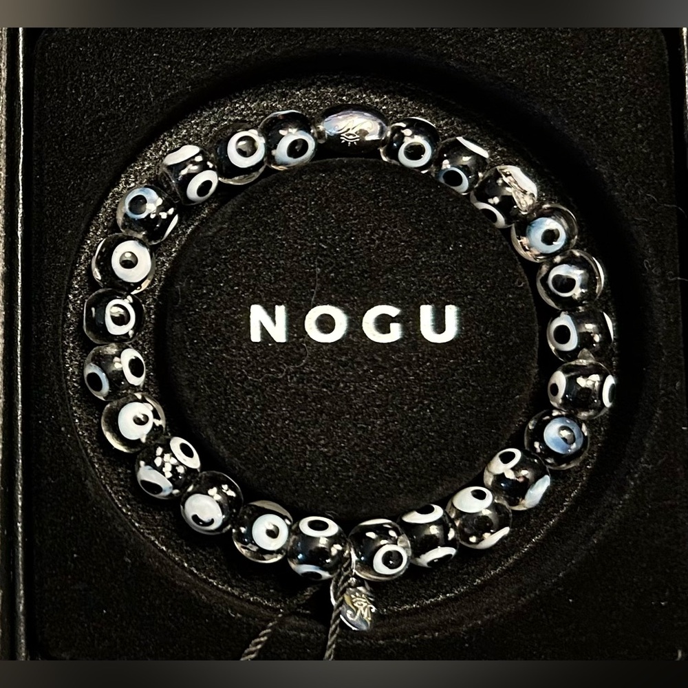 🖤🖤 NOGU Black .925 Sterling Silver Firefly Glass Evil Eye Bracelet 🖤🖤